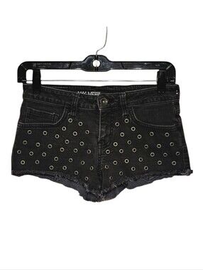 Vintage Vans Grommet Cut Off Jean Shorts Size 3 Black Denim Shorts 2 Inch Inseam